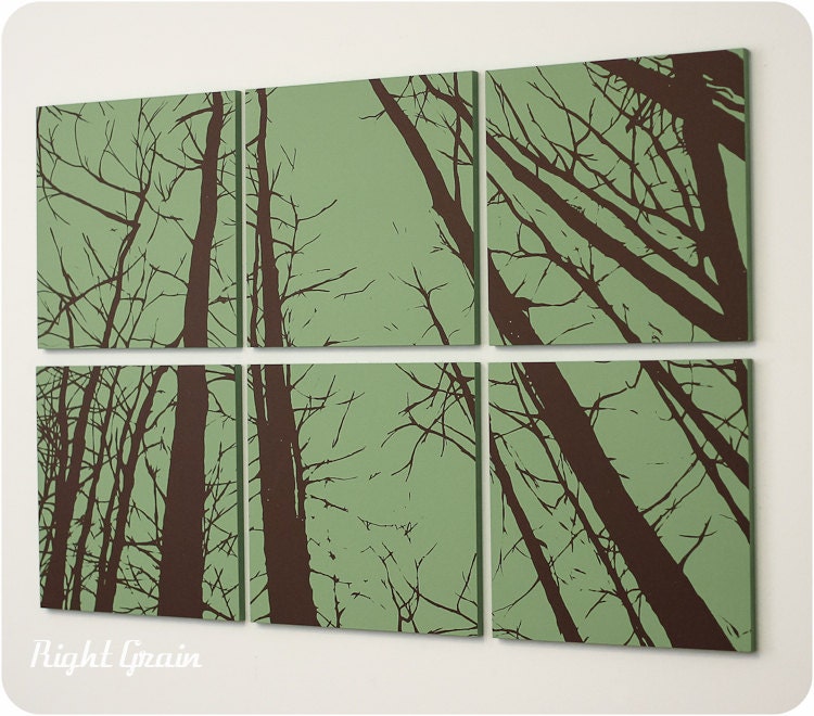 Large Forest Original Painting set of 6 - You pick the colors - Great Gift Idea