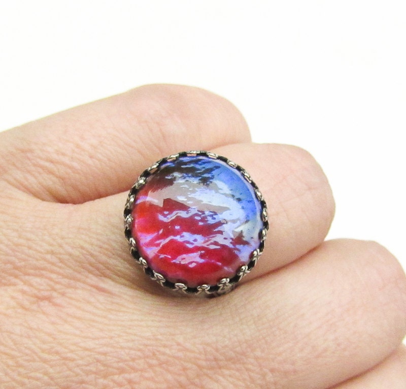 Dragon's Breath Opal Ring -  Mexican Opal Ring