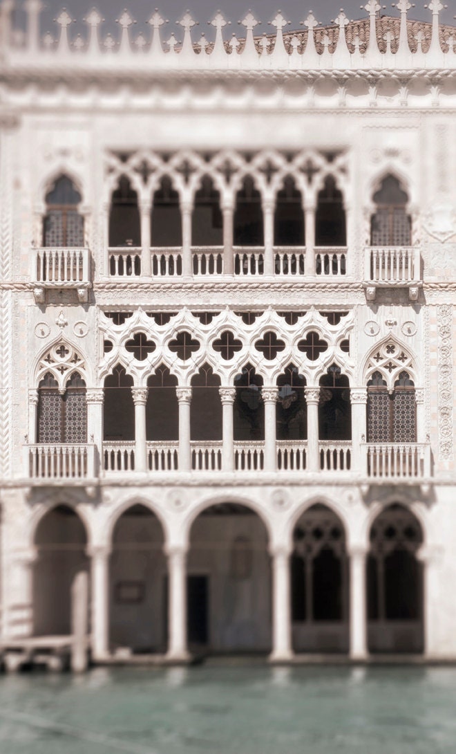 Venice Photography - White Gothic Palace on the Grand Canal, Italy Travel Photograph, Architecture Wall Decor
