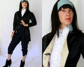 1800s Cutaway Black Silk Riding Jacket Frock - Steampunk Victorian Antique - Turn of Century - Women - XS or Small