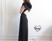 fox fur capelet . genuine fox shoulder wrap . silk ties