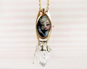 Eat me Drink me. Secret compartment necklace with vial. Alice in Wonderland original miniature cameo pendant. fairy tale art by KarolinFelix