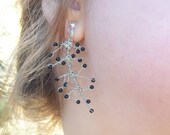 Elegant Black Onyx and Silver  Wirework Branch Earrings