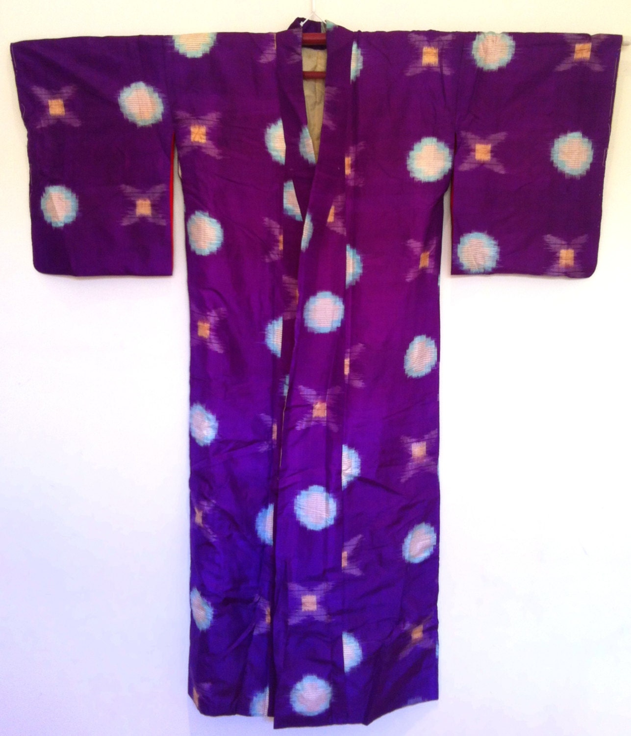 1950s PURPLE Raw SILK MEISEN kimono