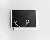 Antler card, for men, dark brown, white, minimalist, Father's Day card, 5x7 card stock. homespunsociety - Raceytay