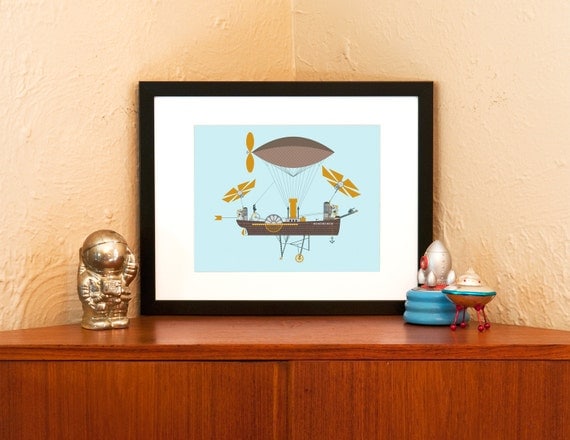 Steampunk Flying Machine Art Print (Free Shipping in US)