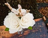Felt Flowers - Bedside Flowers - Ivory Bridesmaid Bouquet  - Wedding Bouquet -