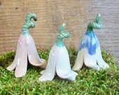 Flower Houses - Set of 3 - for Toads or  Fairies - Ready to Ship - Handmade, Wheel Thrown