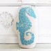 Plush Seahorse Pillow. Hand Block Printed. Customizable Colors. Made to Order.