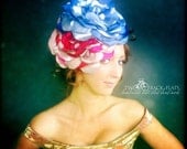Pink and Blue Large Hair Flowers, Headband, Flower Fascinator, Marie Antoinette Hair, Headpiece,Masquerade Ball Hat, Hair Rose
