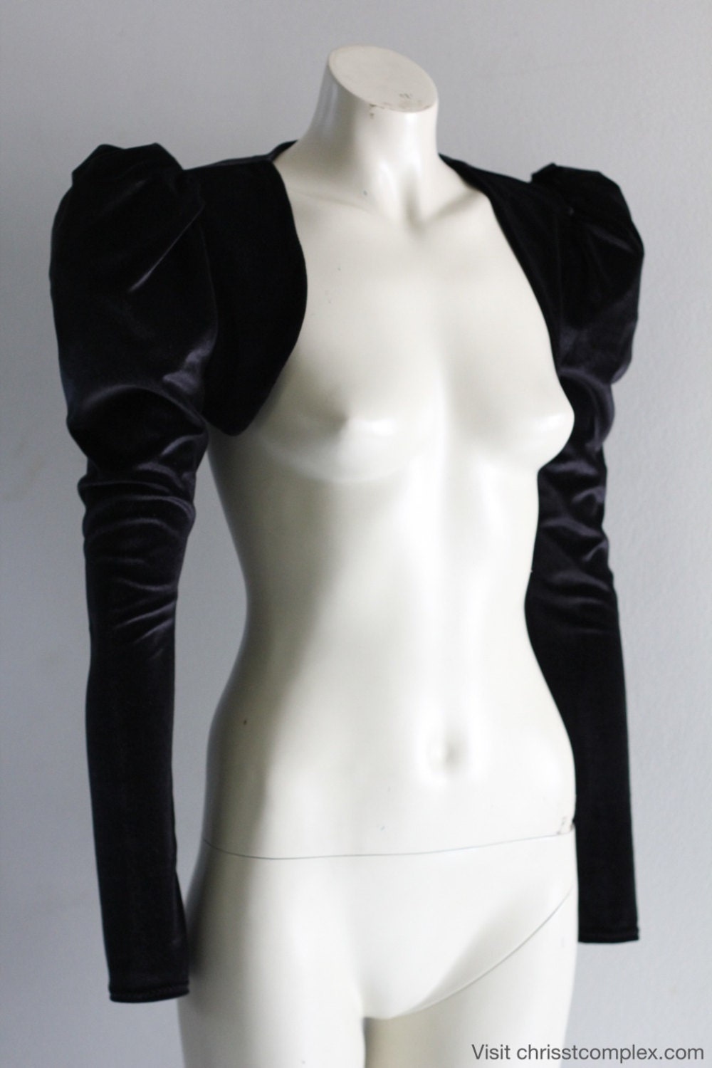 Velvet Bolero Jacket Puff Sleeve Gothic Goth Cosplay Steampunk Black Cropped. Sexy, Edgy and Extremely Chrisst. Special Online Price.