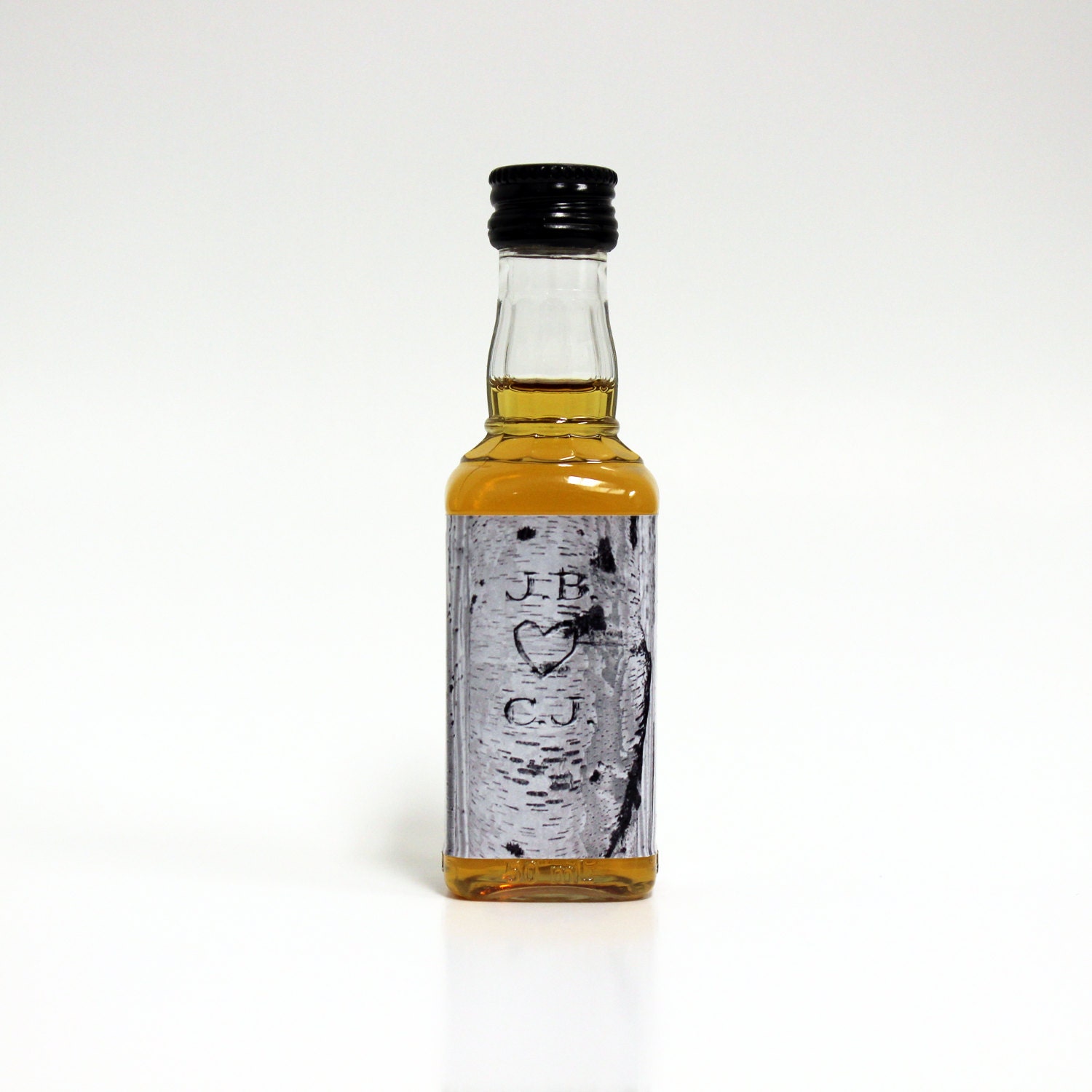 50 Custom Jack Daniels Mini Bottle Labels Carved Initials Tree Heart Wedding Favors Thank You Reception Gift Whiskey Liquor Airplane Bottles