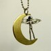Angel Mylissa Stands Ready - Up Cycled Sterling Silver, Brass, And PMC - Art Jewelry Pendant - 1117