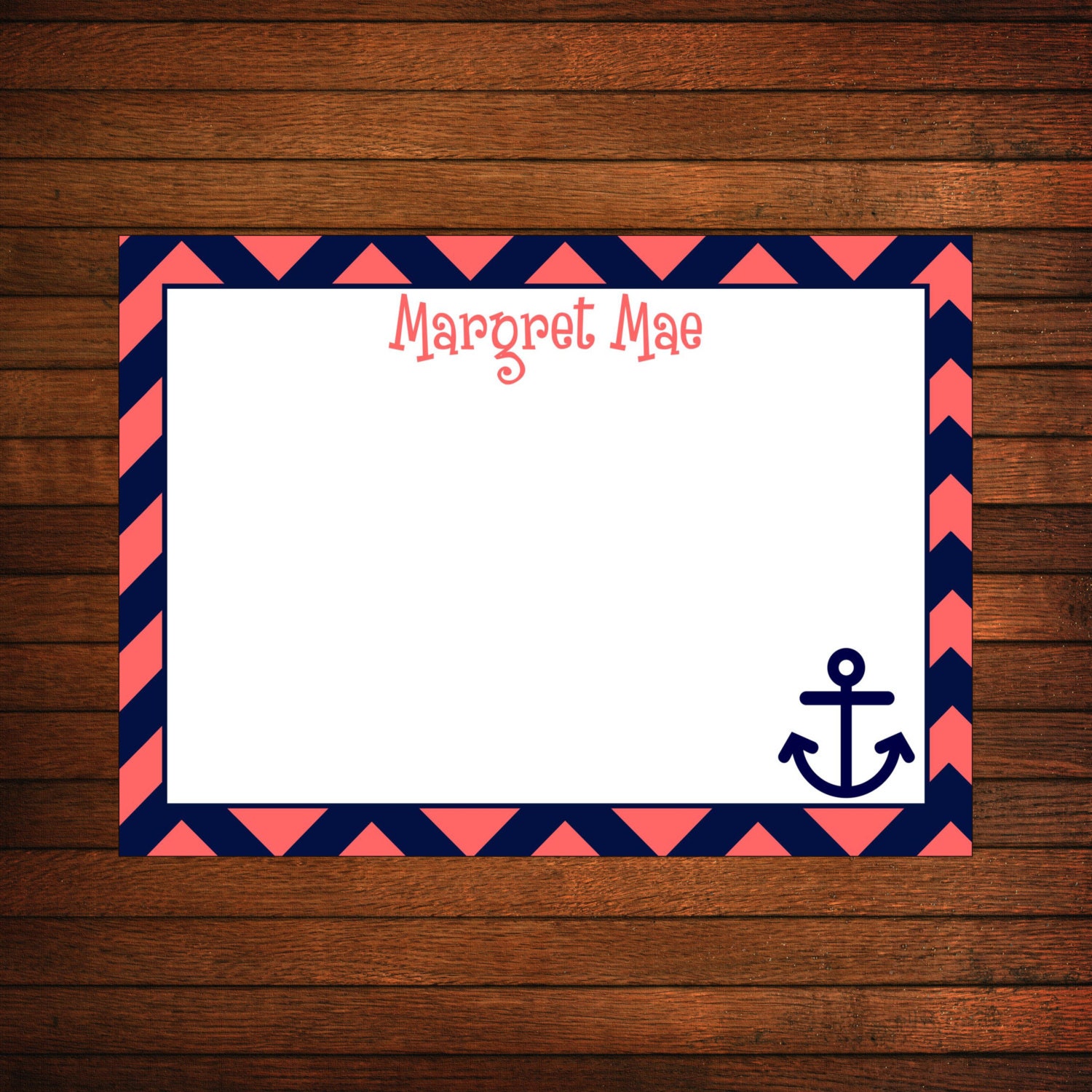 Personalized Stationery - Anchor Note Cards - set of 12