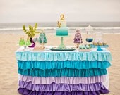 Ruffle Tablecloth, Mermaid Party- Ombre Aqua and Purple