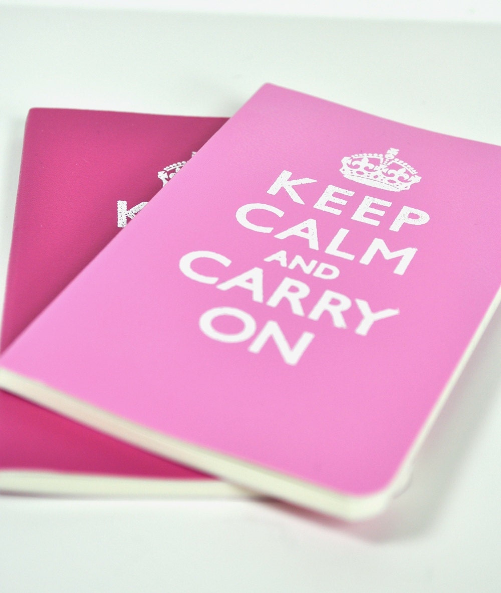 Keep Calm and Carry On Hand Stamped and Embossed Moleskine Volant Extra Small Notebook Ruled