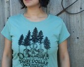 Eight Dollar Mountain Bluegrass Organic Cotton Women's Screen Printed T shirt Blue Sage