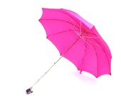 Vintage Umbrella Hot Pink Ornate Jewel Handle Summer Parasol