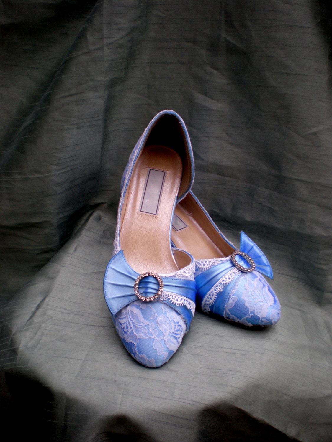 Blue Wedding shoes- blue lace heels- SALE sz. 7.5