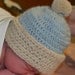 Blue Newborn Baby Boy Hat in Pure Alpaca with Pom Pom