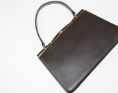 Vintage 1950s purse . A Secret to Keep .  50s dark brown leather handbag . immaculate interior . matching coin purse