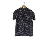 Vintage Black Floral Blouse