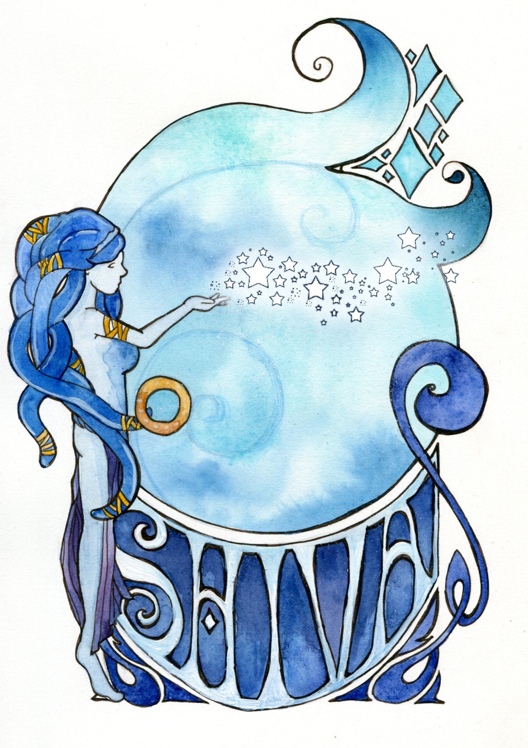 Final Fantasy Shiva 8x10" Art Nouveau Print // Summon Magic Aeon Eidilon GF Square Enix Esper featured image