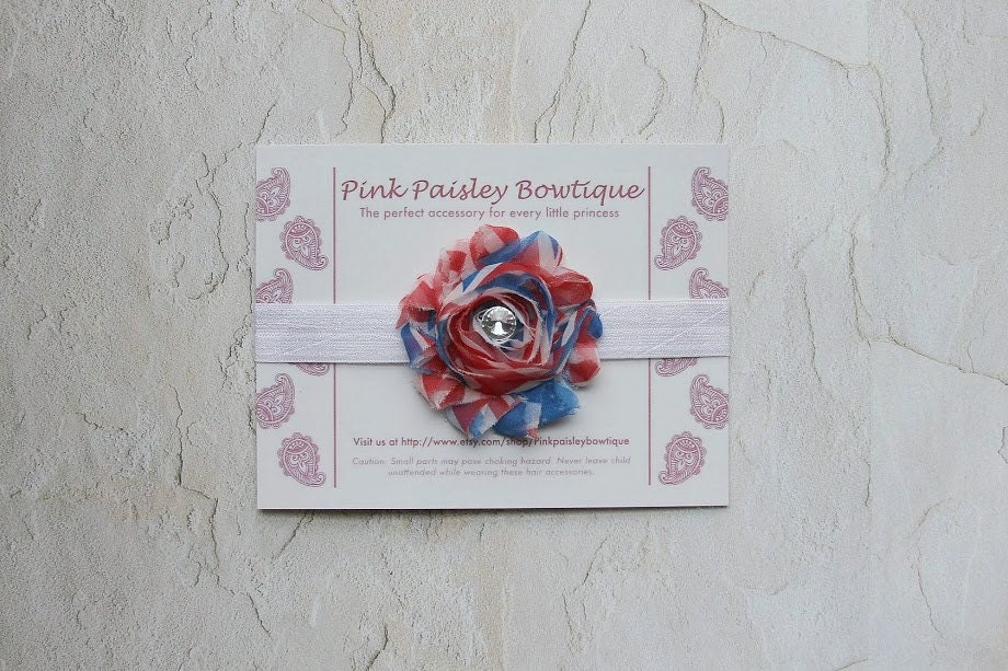 Baby Headband- 4th of  july Headband - Infant headband - Newborn Headband - baby hair accessories - patriotic headband