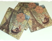 Gondola Eiffel Tower Stone Coasters, Set of 4, Paris Home Decor