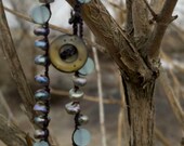 Mint Green Sea Glass and Freshwater Pearl Spirit Necklace - Surf Inspired Bohemian Beach Jewelry