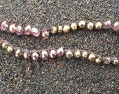 Mauve Pink Swarovski Crystal and Pyrite Crocheted Spirit Bracelet - Surf Inspired Jewelry