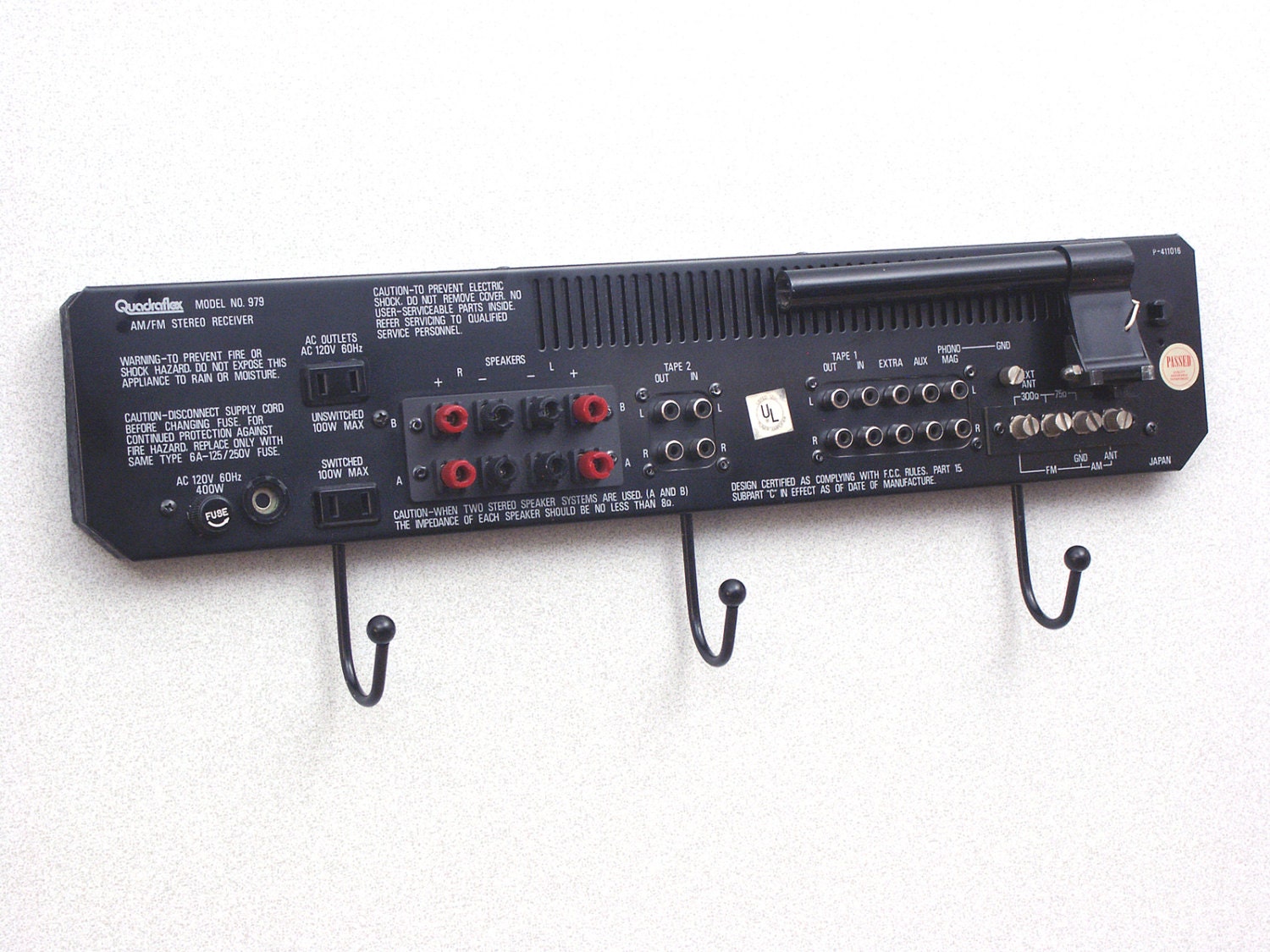 Vintage Receiver Panel Wall Hooks - 1970's Quadraflex 979
