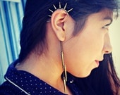 spikes behind the ear ear cuff, dangle ear cuff, ear piece, tribal ear cuff, punk ear cuff