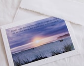 Inspirational Photo Greeting Card - Blank Note Card -Sunset Beach - 5x7  -Purple peach - Paper Goods