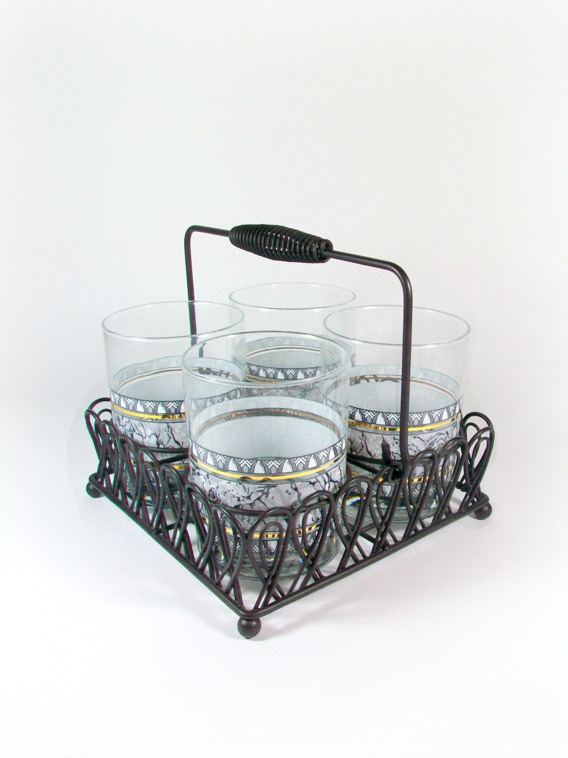 Cocktail Set Glassware Caddy Set Drinking by A2ndlifeVintage
