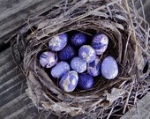 Purple Easter Eggs, Tiny Wren Eggs, Decoupage Eggs, Japanese Chiyogami Paper, Easter Ornament, Purple Easter Eggs
