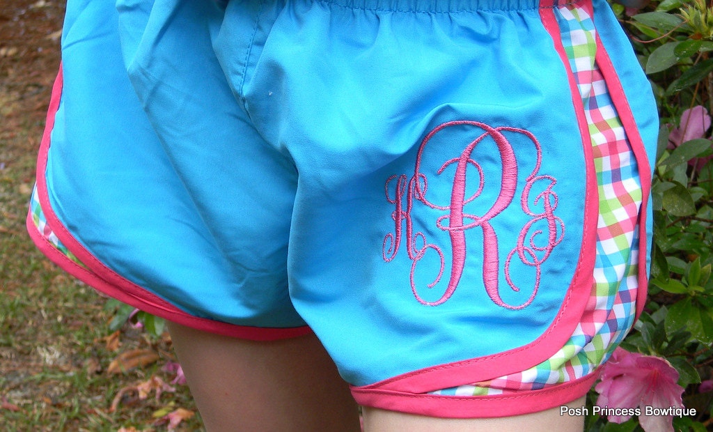 Monogrammed Running Shorts Monogram Shorts Girls Women MORTS Preppy bridesmaid gift Birthday Cheerleader Shorts