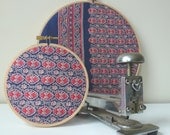 Embroidery Hoop Wall Art - Vintage Hand Rolled and Hand Printed Silk