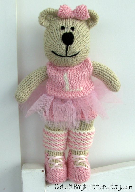 Personalized Hand Knit Bear Plush Doll Stuffed Animal Knitted Plush Ballerina Pink Knitted Plush Doll Bear Kids Toy Wendy