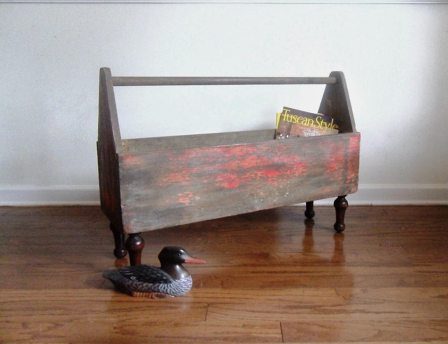 Rustic Wooden Toolbox. Planter. Farmhouse. Magazines. Storage. Primitive