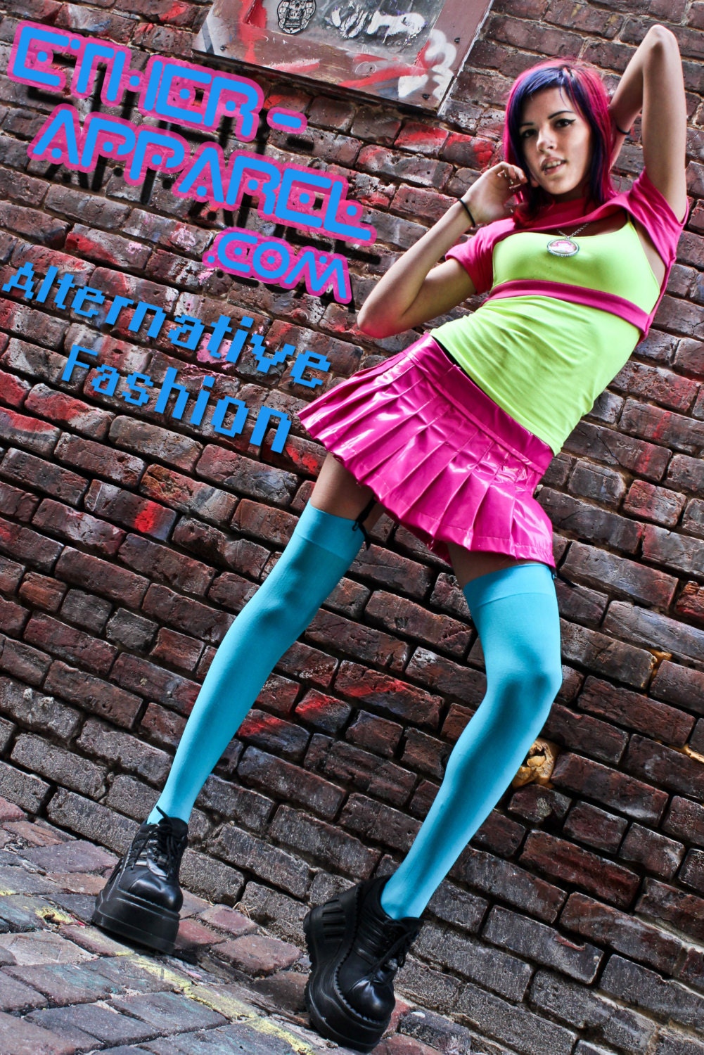 Custom Pleather Pleaded Cybergoth Skirt