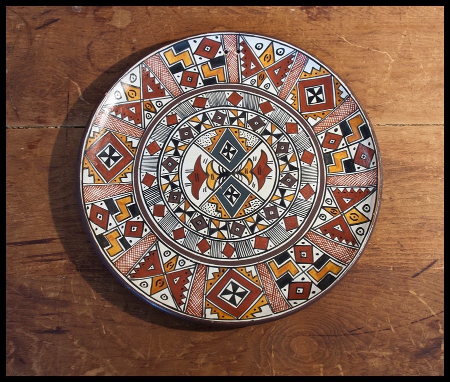 Vintage Hand Painted Native American Pottery Plate