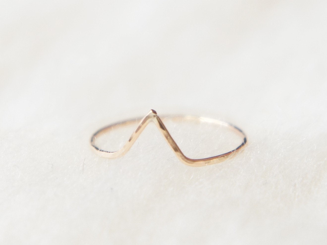 Hammered Triangle Chevron ring- 14k Gold Filled stack skinny ring- made to order- modern minimalist jewelry for everyday