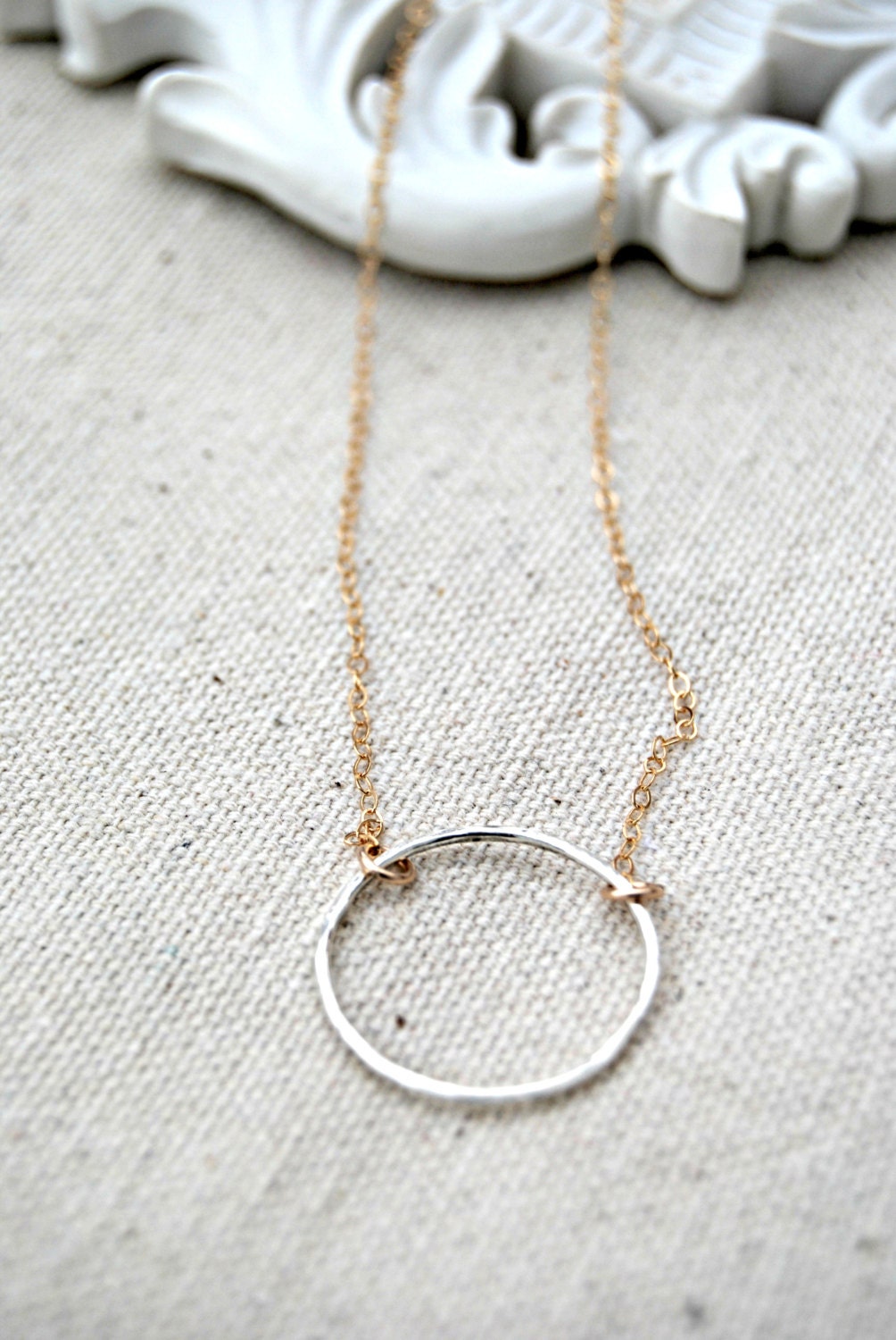 choate... mixed metal eternity necklace / sterling silver eternity circle & 14k gold filled chain necklace / infinity / eternal love / karma