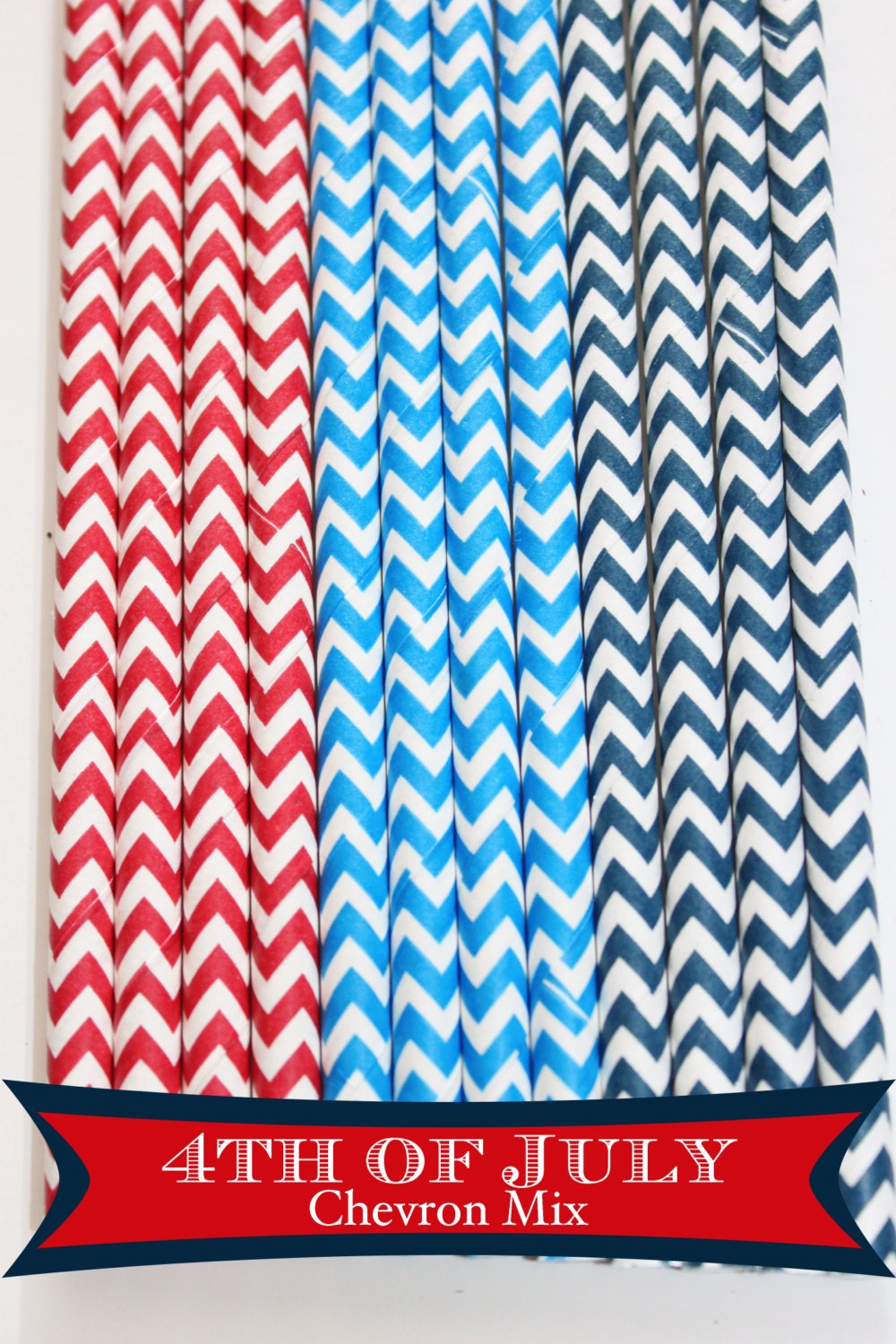 25  Chevron 4th of july  paper straws wedding birthday shower     Bonus DIY Flags