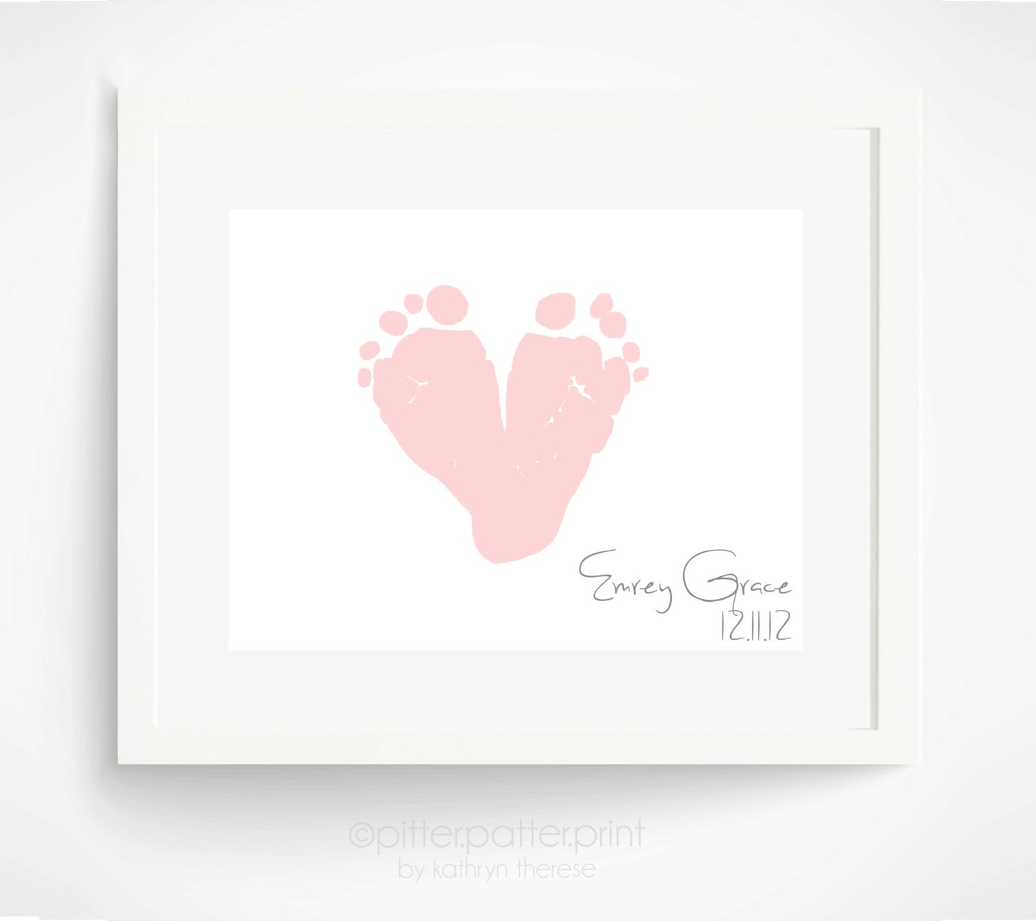 Personalized First Mother's Day Gift for New Mom - Pastel Blush Pink Baby Footprint Heart - Gift For Grandma - Birthday Gift New Grandmother