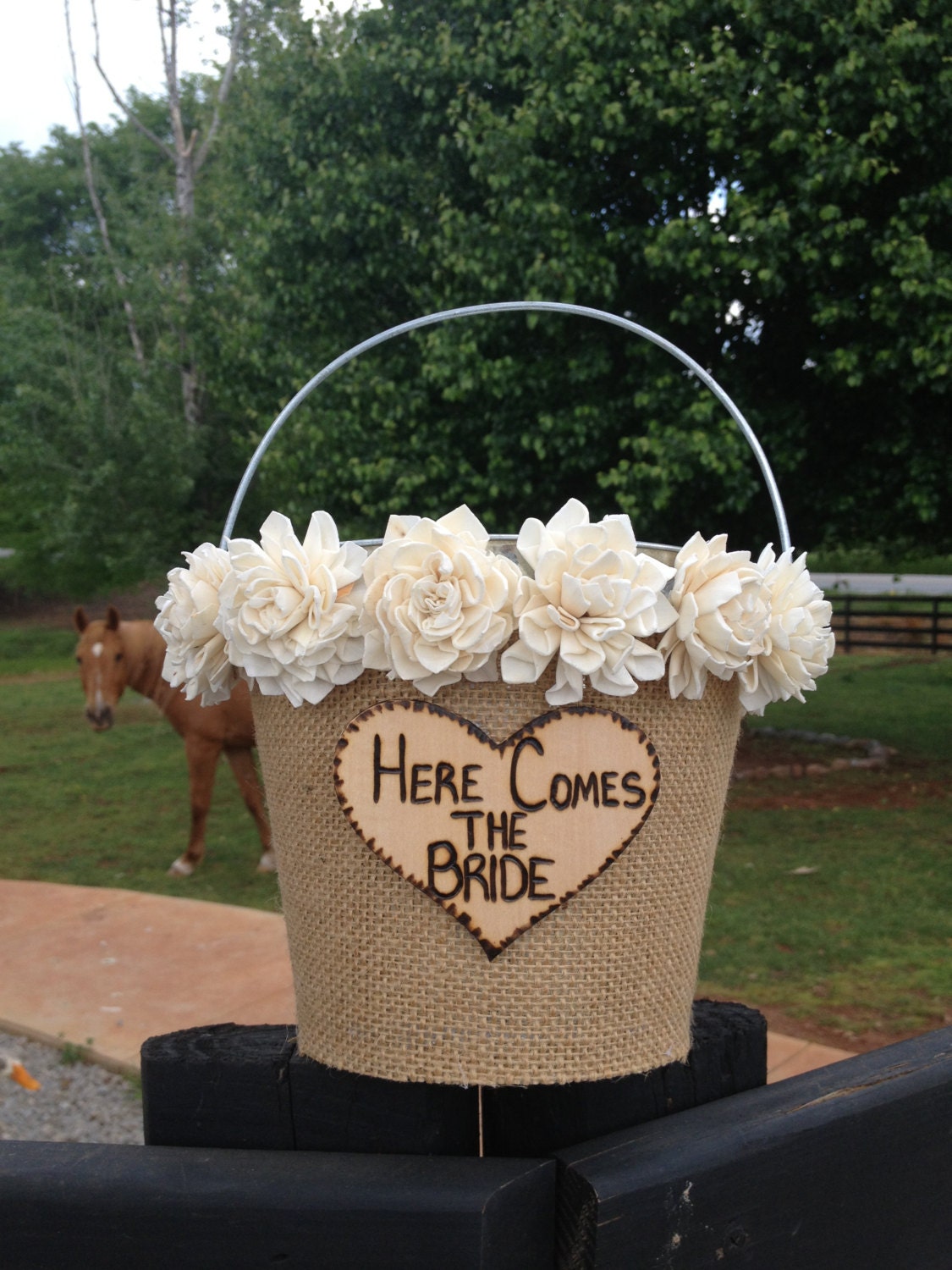 Flower Girl Basket Flower Girl Pail Rustic by CountryBarnBabe