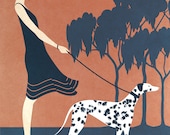 Original Design Art Deco A3 Love Me Love My Dog Poster Print Bauhaus Vouge Vanity Fair Lady Girl Dalmation