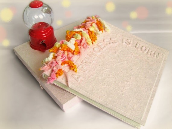 Baby girl Memory book Pastel Pink Mulberry Paper Photo Album scrapbook Baby Shower Guestbook Party Guest book Baby Girl Birthday Gift Idea Il_570xn