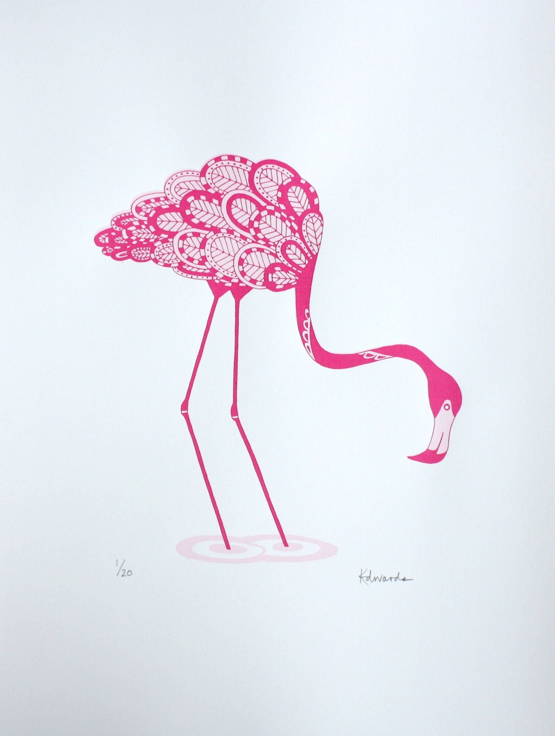 Flamingo two-tone Flamingo. 30 x 40cm Limited edition screenprint